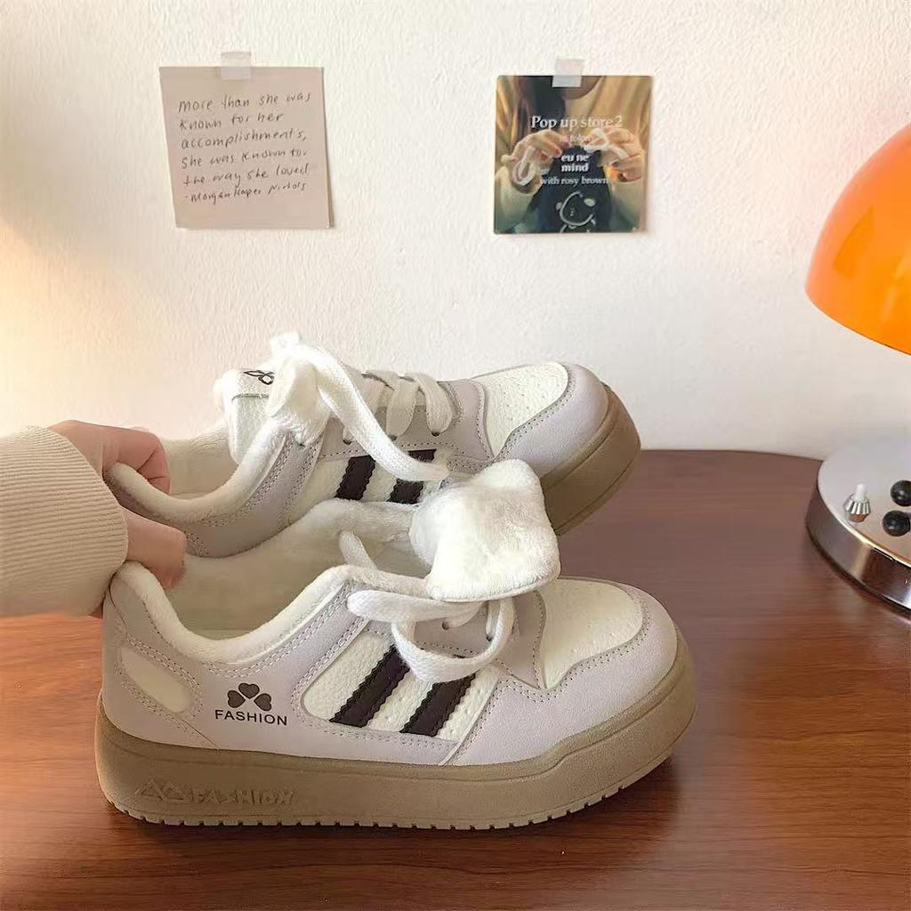 Autumn and winter new high-value American retro pink thick baseplate shoes ins casual moral training shoes