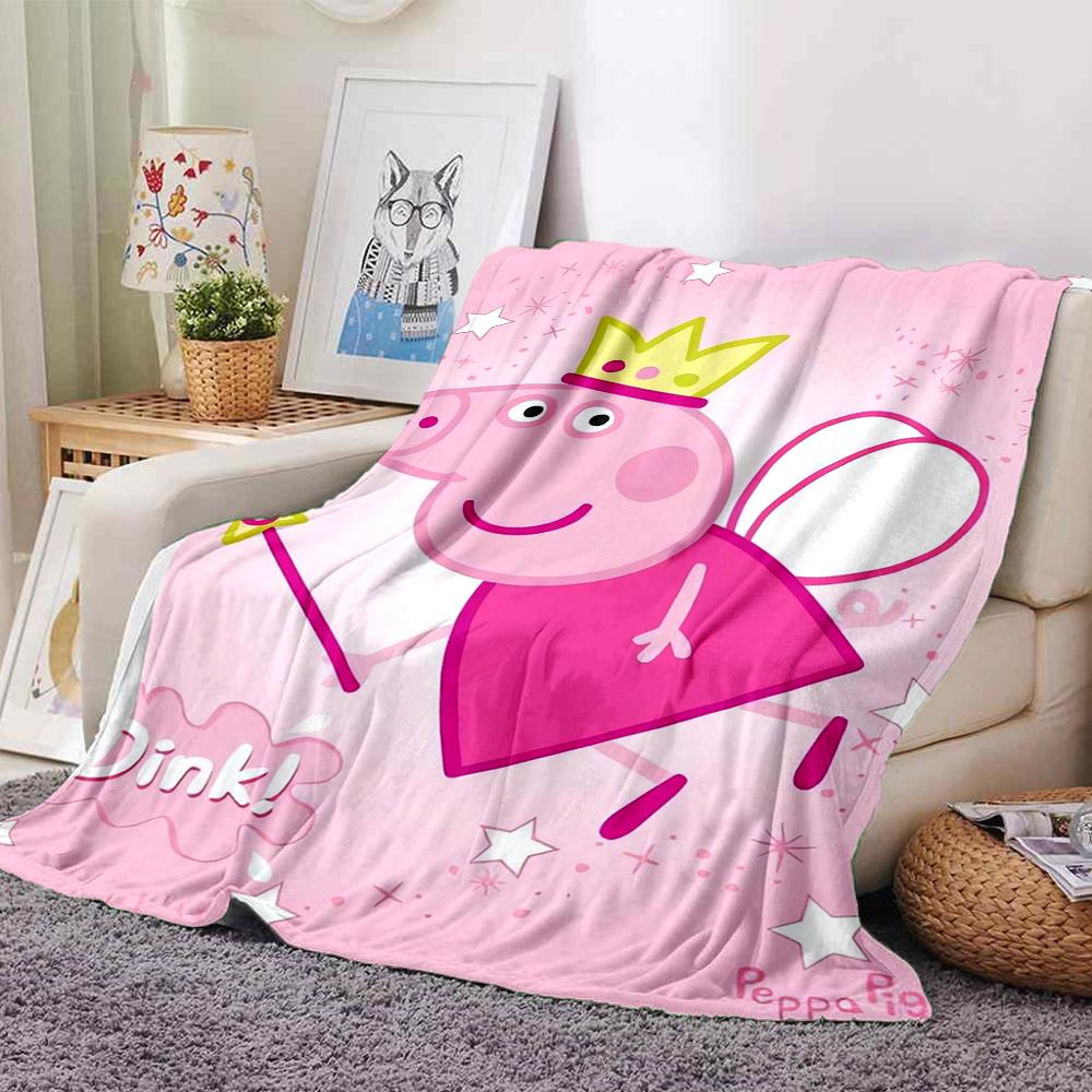 1Pc Peppa Pig Ice Cream Party Blanket For Couch Bed Plush Cozy Fuzzy Blanket Super Soft Warm Blankets For Fall And Winter 0918106