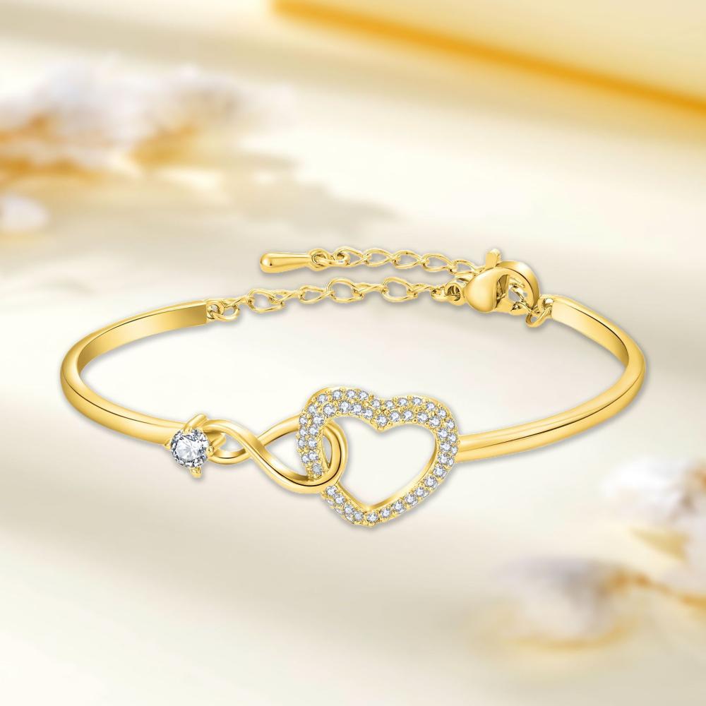 New Fashion Open Heart-Shaped Hollow Bracelet Women's Jewelry Zircon Exquisite Accessories Elegant Wrist Ornaments