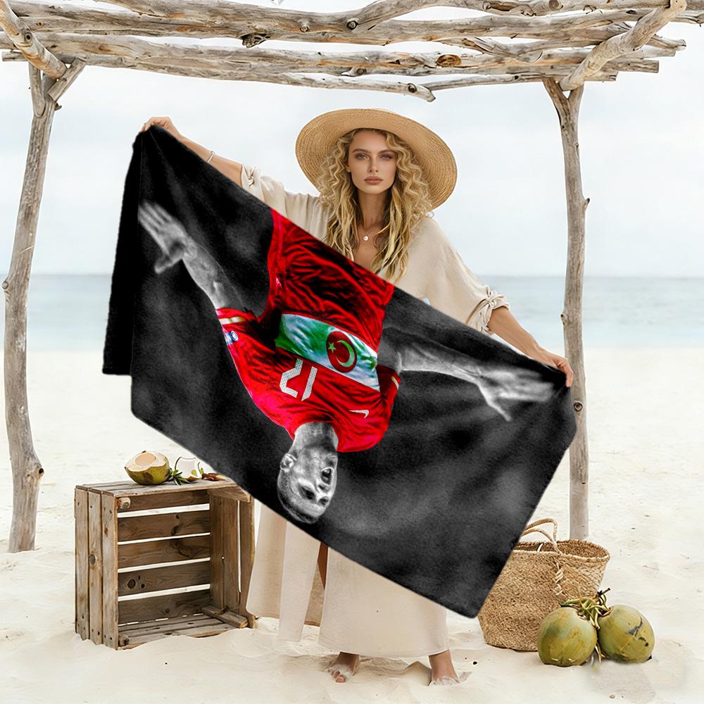 Dynamic Soccer Player Beach Towel Soft Durable Quick-Dry Comfortable Lightweight Suitable for Swimming, Gym, Camping, Yoga Vacation