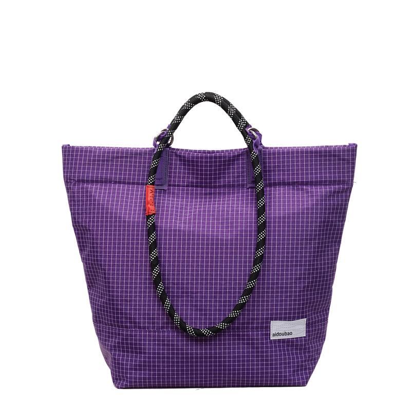 

Клетчатая Унисекс Сумка-тоут: Большая вместительная, легкая сумка через плечо для осени/зимы фиолетовый