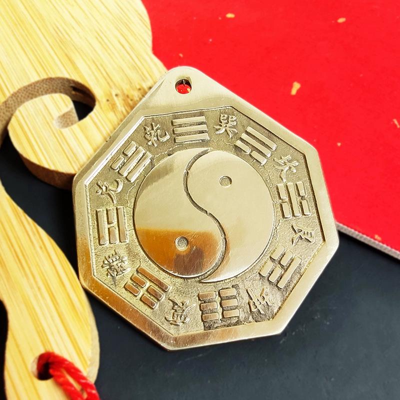 Großer Kupfer-Bagua-Konvexspiegel für Zuhause - Yin-Yang-Tai-Chi-Diagramm-Anhänger für Haustür, Balkon oder Fenster