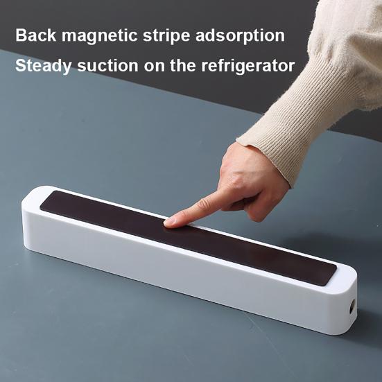 Magnetic Plastic Wrap Cutter Wall-Mounted Slide Cutting Box for Foil Cling Film Built-In Dual Blades Space-Saving Safe Kitchen Organizer