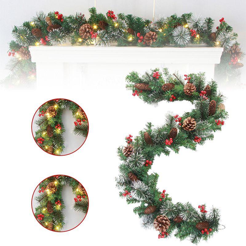 Xmas 69ft Christmas Mantle Fireplace Arch Garland With Lights Operated Battery