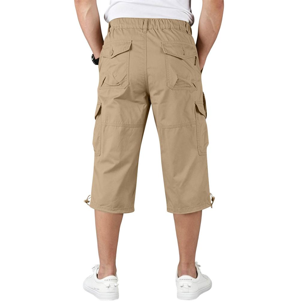 Pantaloncini Cargo da Uomo a Vestibilità Larga Leggeri da Lavoro Multitasche al Ginocchio Misto Cotone Pantaloni Casual