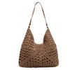 New Hollow-out Design Weaving Clutches Weaving Texture Large Capacity Underarm Bag Polyester Ladies Handbag Summer Season