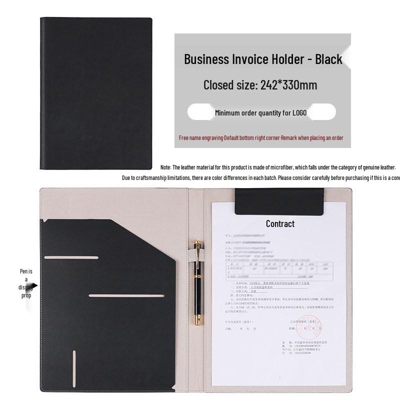 A4 Multifunctional Document Folder with Custom Clip and Logo Print.