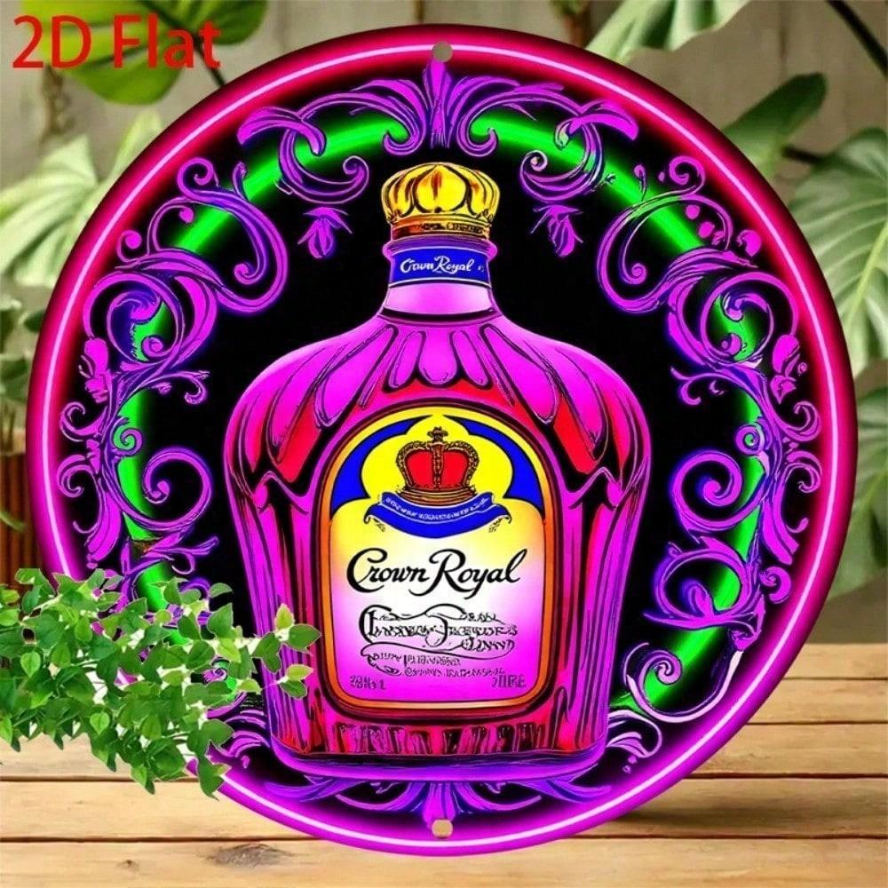 Crown Royal Neon Sign Aluminum Metal Wall Art HD Print Waterproof Dustproof Home Bar Decor
