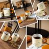 Cute Cat Pattern Ceramic Coffee Cup Hand Drawn Water Cup with Lid  Kitchen Drinkware