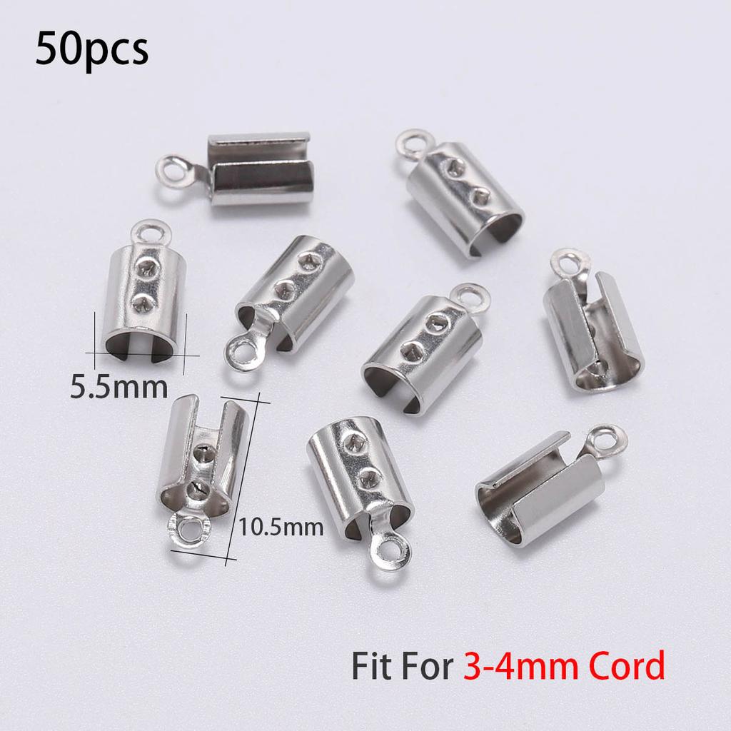 30-50 Stück Gold Edelstahl Kordeln Crimp Ende Perlen Kappen Leder Clip Spitze Falten Crimp Armband Anschlüsse für Schmuckherstellung