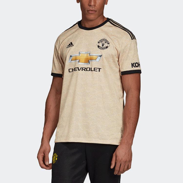 Adidas Manchester United Venkovní Sportovní Fotbalové Tričko s Krátkým Rukávem a Kulatým Výstřihem Pánské Topy Khaki ED7388