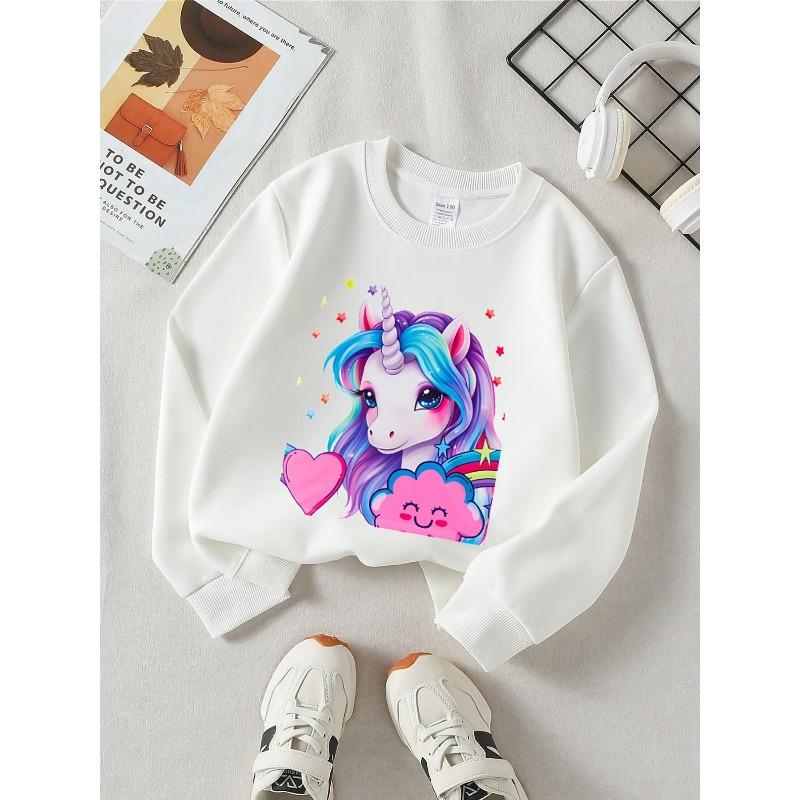Crewneck Sweatshirt for s Featuring Unicorns, Rainbows, Stars, Hearts, And Clouds. It'S Machine Washable, Suitable for Spring And Autumn