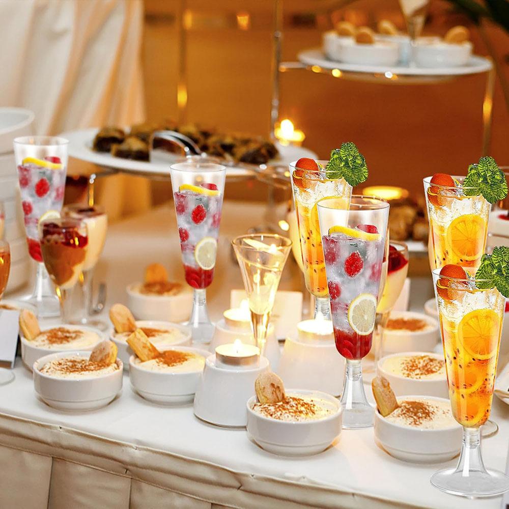 Plastic Champagne Flutes Disposable Glasses 5.5 Oz Mimosa Glasses Wedding Toasting Glasses for Christmas Party Cocktail Cups