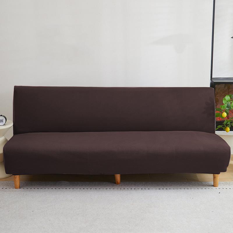 2026 High Elasticity Armless Sofa Cover All-inclusive Household Dust Folding Bed Cover Thickened Fabric Solid Color Sofa Cover