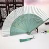 Decoration Bamboo Folding Fan Tassel Handheld Shell Fan Chinese Style Silk Fan  Female Dance