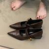 2025 New  Pointed Mary Jane Single Shoes Women's Spring New Fashion Retro Shallow Mouth Thick Heel Small  Shoes