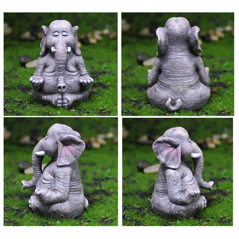 3 Pcs Cute Yoga Elephant Ornament Garden Micro Landscape Elephant Figurines Collectible Desk Ornament Room Decor Gift