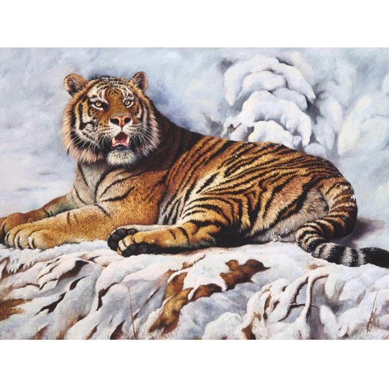 Animal DIY 5D Diamond Painting Cross Stitch Tiger Diamond Embroidery Full Round Resin Mosaic Rhinestones Handmade Holiday Gift
