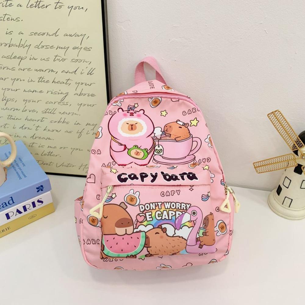 

Nylon Cartoon Animal Daypack Thickened Large Capacity School Bag Capybara Backpack Kids