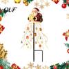 Waterproof Holiday Garden Lights Solar Santa Claus Christmas Light, LED Holding Gift Box Yard Stake Festive Lawn Ornament for with Cascading