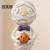 Texture Zombie Mummy Holding Pumpkin Halloween Decoration, Spooky Resin Decoration Desktop Figurine for Indoor Shelf, Tiered Tray Decor Bow Tie