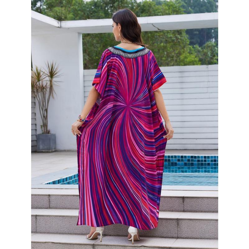 Plus Size Women's New Beach Blouse Print Loose Holiday Bikini Sunscreen Swimsuit Blouse