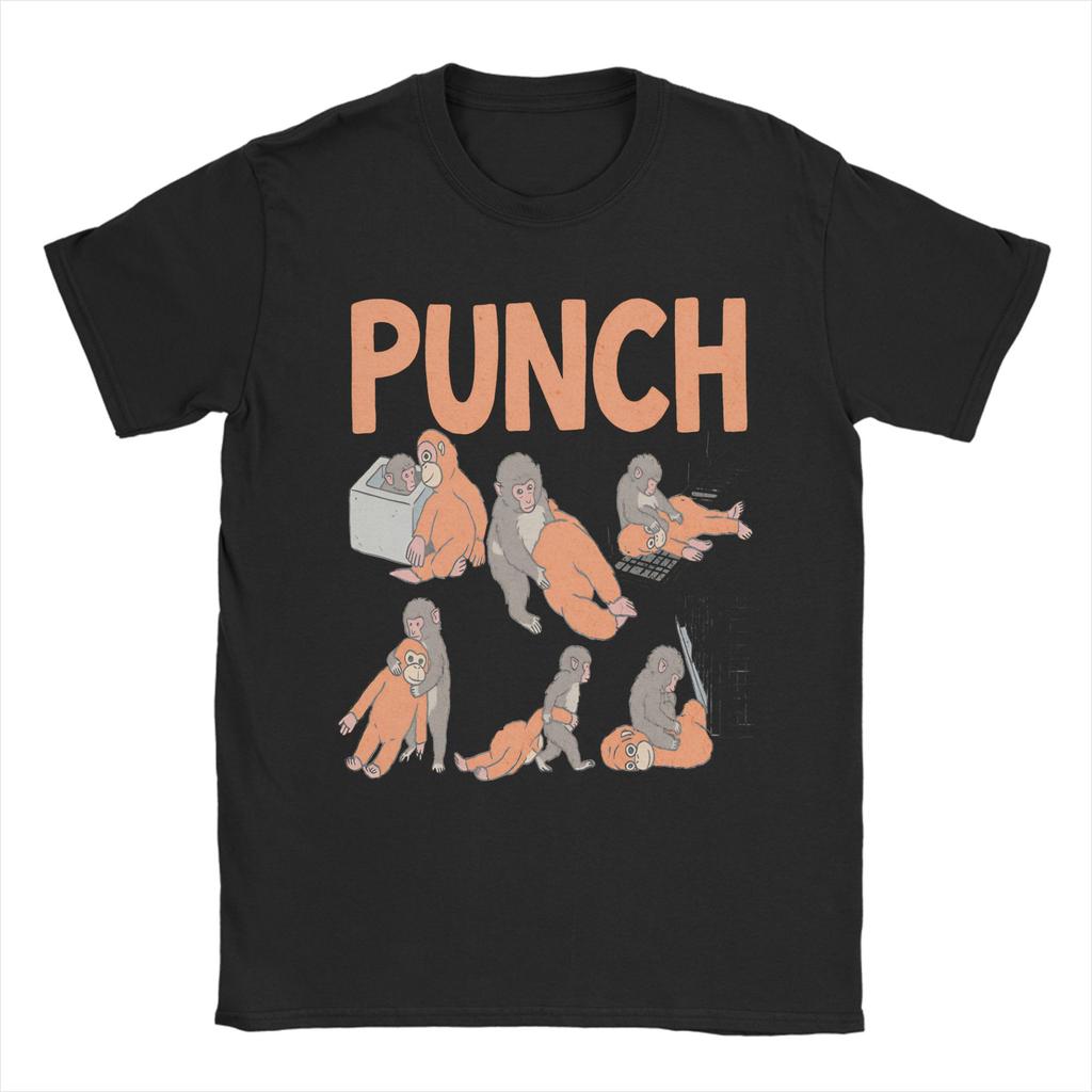 Unisex Womens TShirts Punch Monkey Comic Style Art Novelty Cotton Tee Shirt Short Sleeve T Shirt O Neck Clothing Original