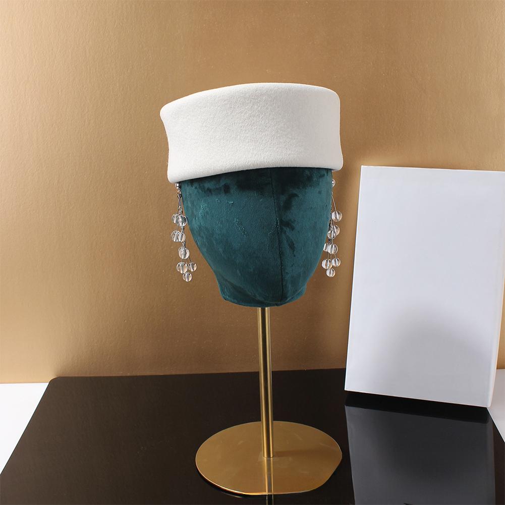 Women British Retro Wool Felt Beret Hard Concave Top Elegant Mini Hat For Formal Wedding Party Garment Accessory