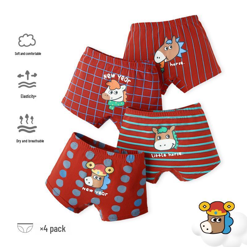 

ZYZ Kids A-Class Pure Cotton Cartoon Boxer Briefs – New Year Design 100 for 18-24 kg
