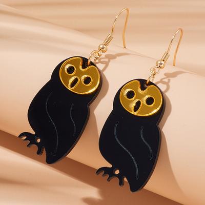 Halloweenowe Akrylowe Kolczyki w Ciemnym Stylu Nowe Kolczyki z Duchami Sową Czaszką