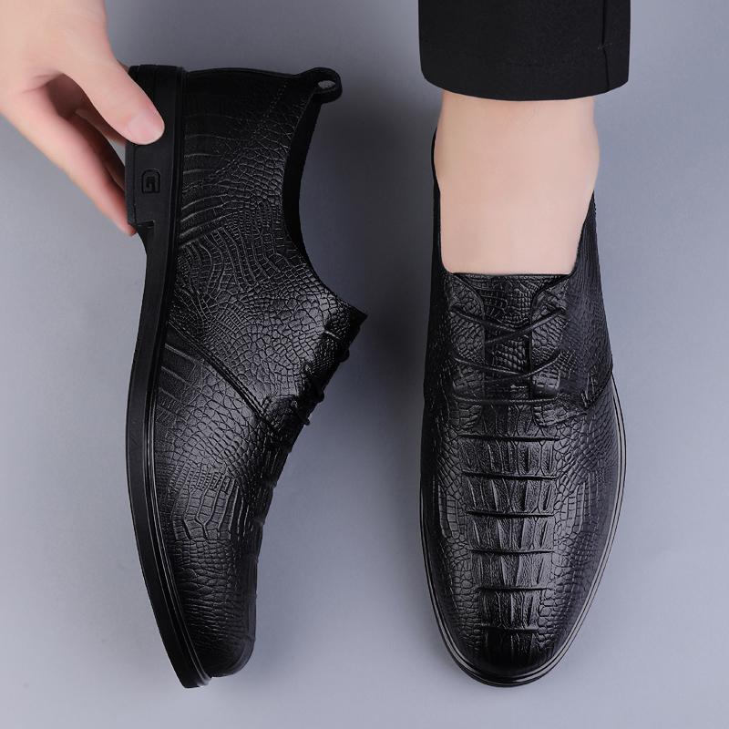 Fashion Comfort Mens Loafers Genuine Leather Slip on Black Casual  Business Dating Formal Party Office Fashion  Business Lace-up Shoes