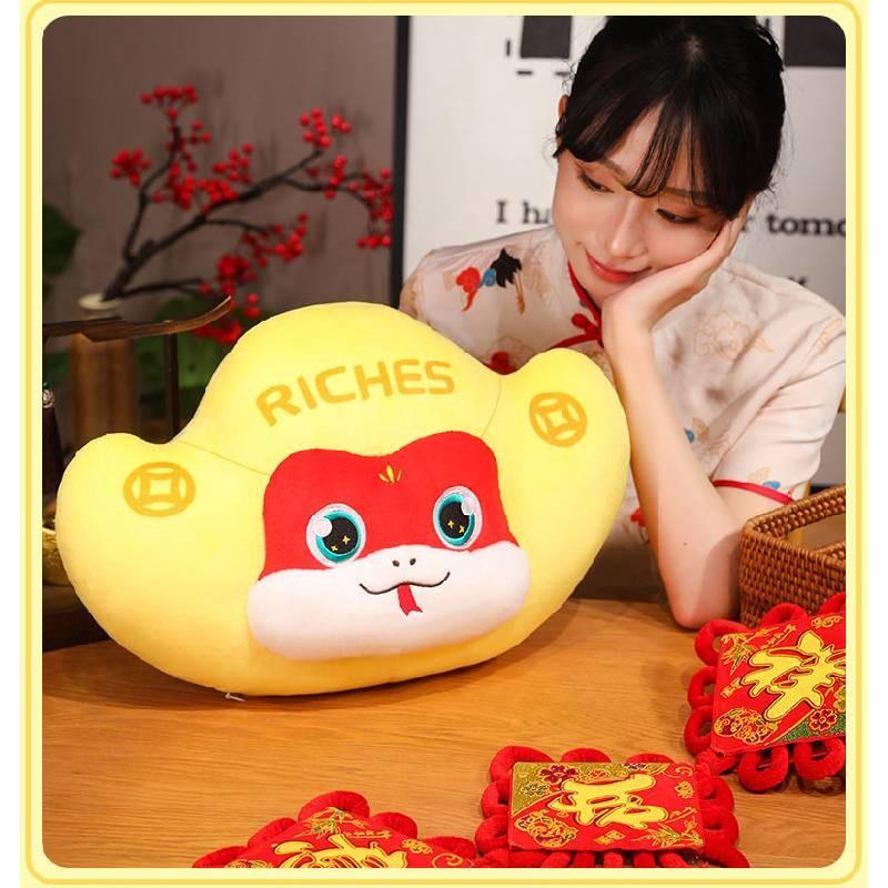 Snake Plush Ingot Toy Cute Cartoon Zodiac Auspicious Girl Sofa Pillow Doll Gift