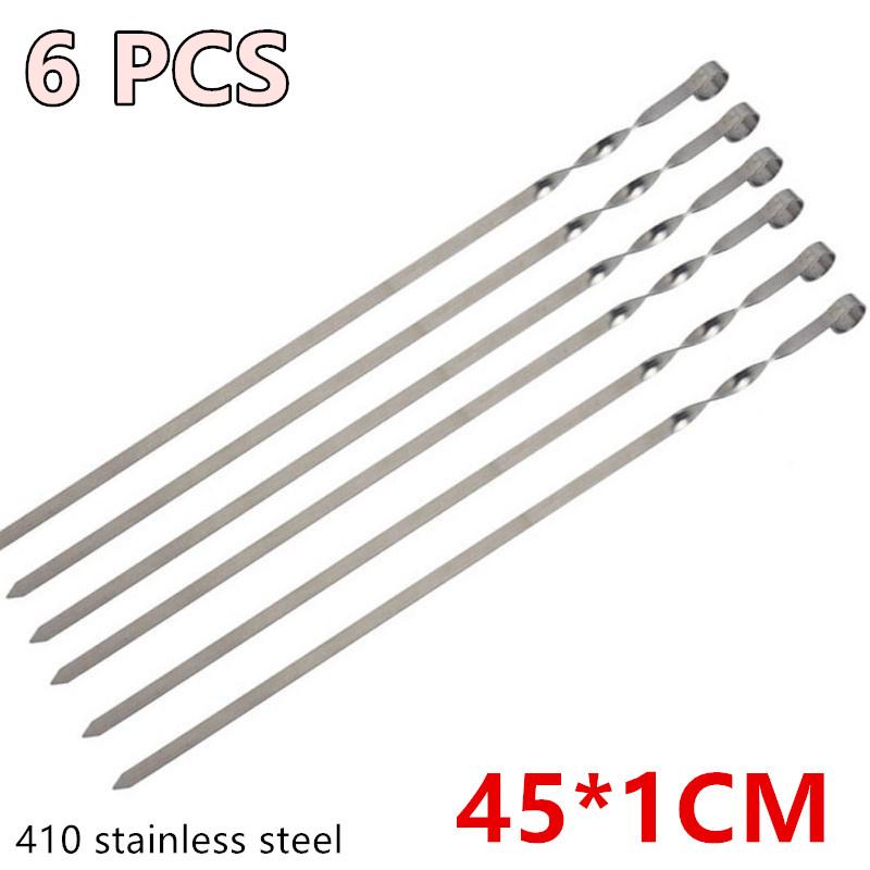 

6 шт. Барбекю Барбекю Нержавеющая сталь Для гриля Шашлык Кебаб Плоские Шпажки Игла 6-pcs