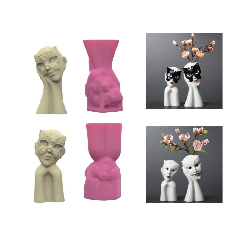 Pratik Kızlar Maskesi Saksılar Sağlam Silikon Kalıp Çimento Alçı El Sanatları Malzemeleri Bahçe ve İç Mekan Dekorasyonu için