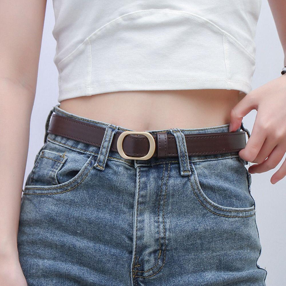 Casual Leather Belt Versatile Trouser Dress Belts Chic Non-Porous Buckle Waistband