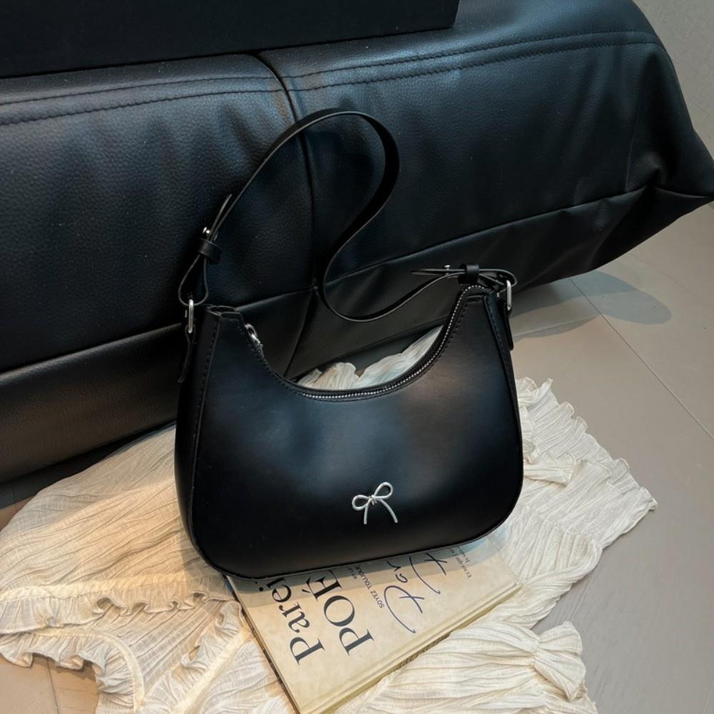 Solid Color Bowknot Underarm Bag Korean Y2K Handbag Trendy Bowknot Armpit Bag  Girls