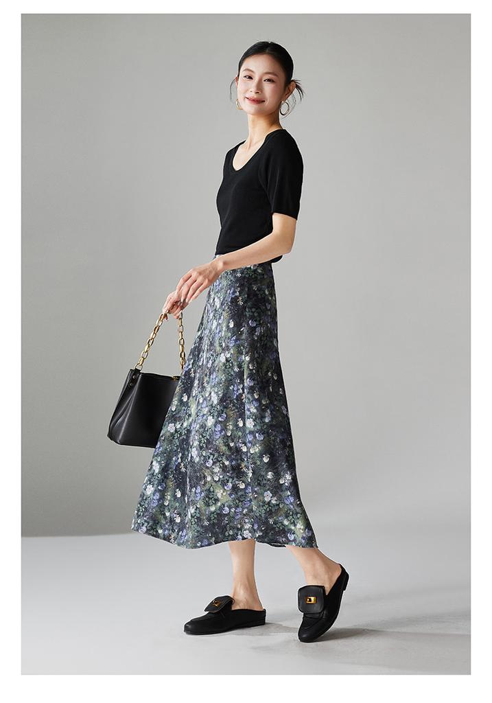 High waisted printed bag buttocks fish tail skirt 2026 spring fashion temperament versatile mid length skirt