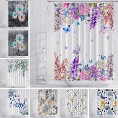 Wodoodporna tkanina poliestrowa Łazienka Zasłona prysznicowa Sheer Panel Decor