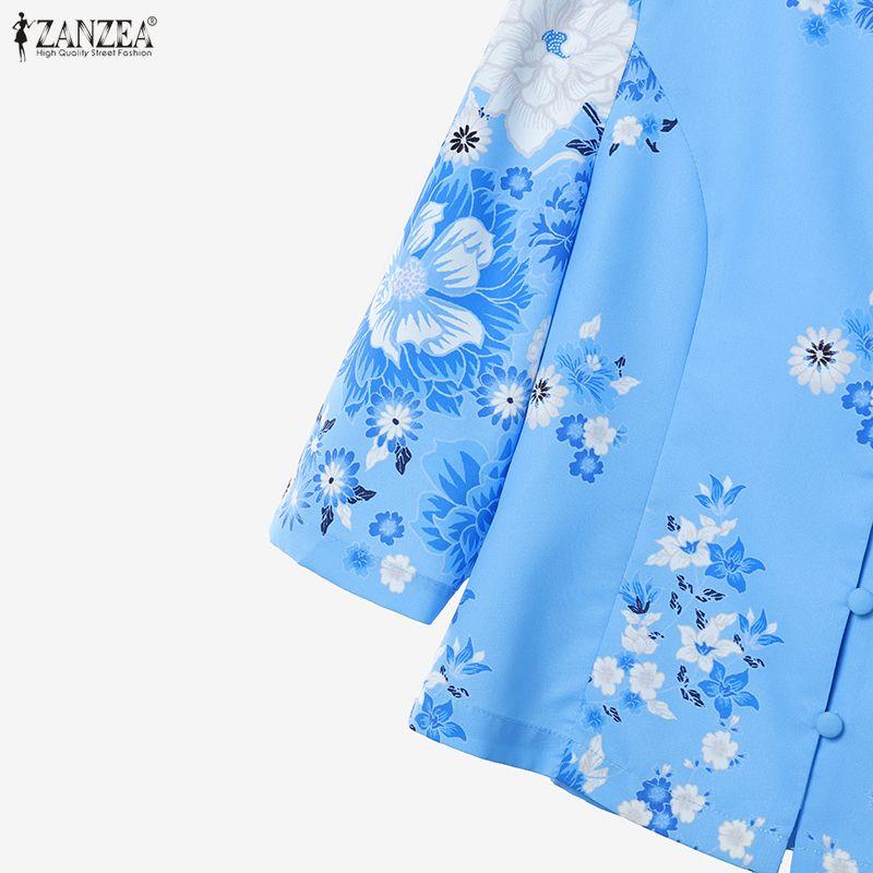 ZANZEA Women 3/4 Sleeve Blouse and Sheath Skirts Floral Print Elegant Two Piece Suit Sets
