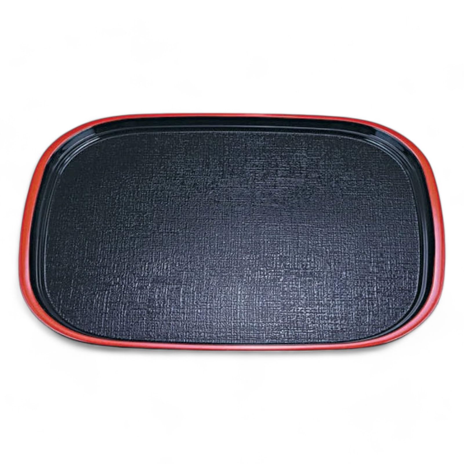 

Oval Fabric Tray Lacquerware 36cm Made in Japan J-kitchens 2-shaku (Tray) Black/Red Non-Slip (ABS Resin)