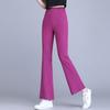Summer Thin High-Waist Elastic Nine-Point Ice Silk Slightly Flared Pants for Women - Versatile and Draped Casual Trousers