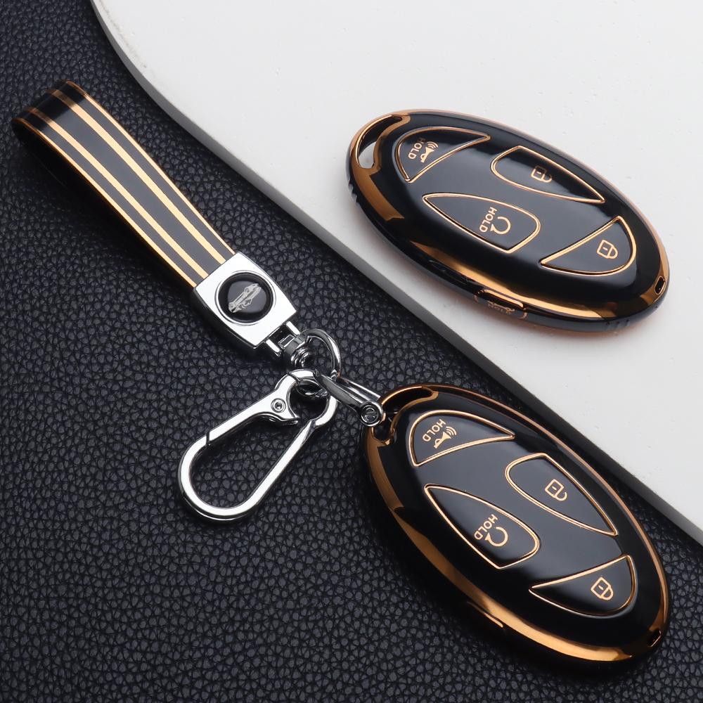 5Buttons Tpu Car Key Case Cover Keychain For Hyundai Tucson Santa Fe Mx5 Kona Ev Grandeur Gn7 Ioniq 6 Accessories