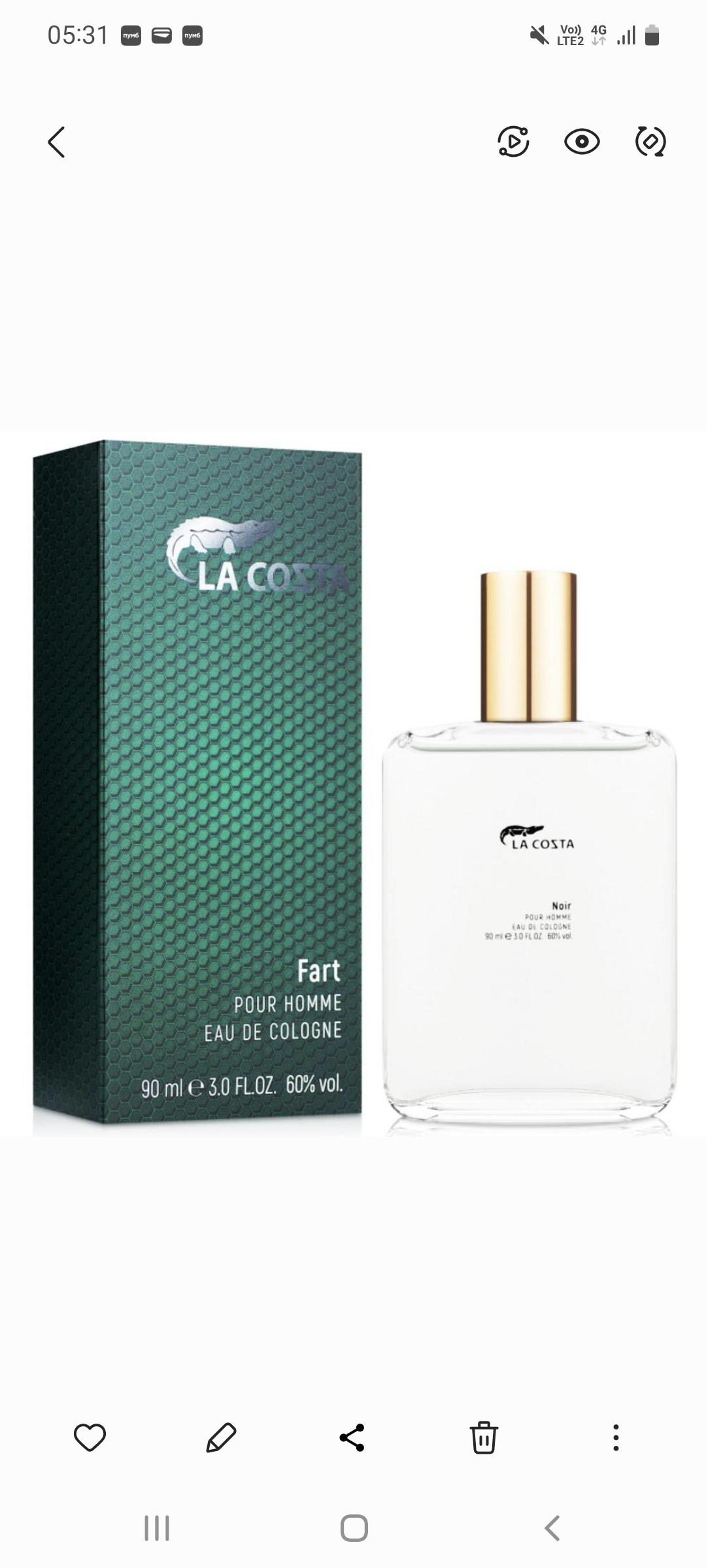 

EVA LA COzTA La FART EDC & D LASTLY EDT для Чоловіків 90 мл - 3.0 FL.OZ. 60% об./ Одеколон - це освіжаючий гігієнічний продукт, EDT - туалетна вода Парфуми 90 ml