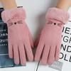 Winter Women'S Warm Gloves Have Windproof With Cute Cat And Cold Resistant Properties Thick Fur Lining And Touch Screen Gloves