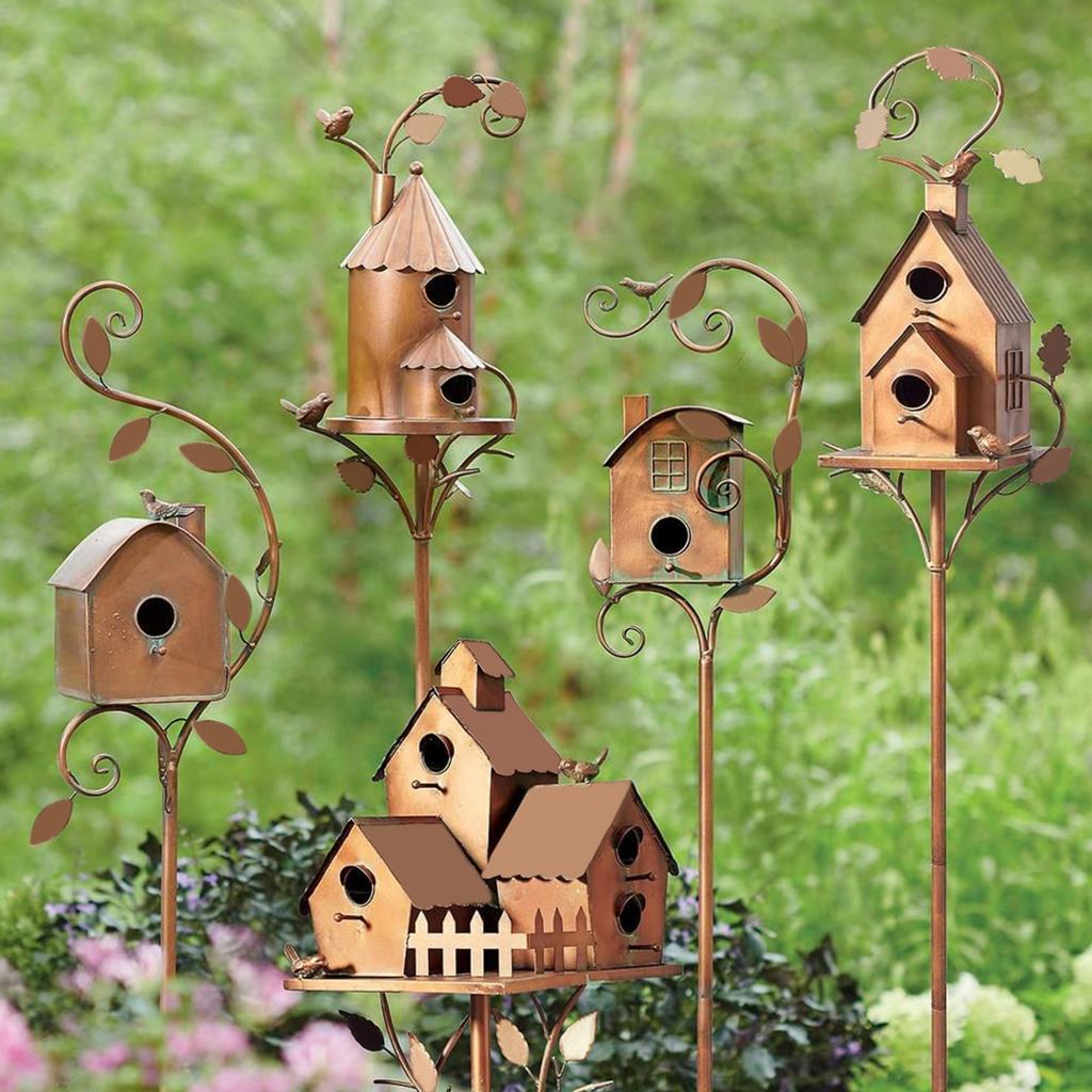 Metal Bird House Waterproofing Decorative Garden Birdhouse for Outdoor Patio Courtyard