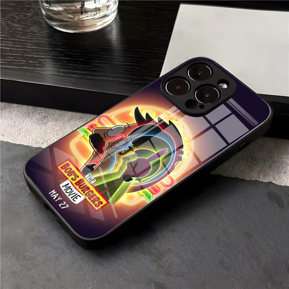 B-Bobs B-Burgers Phone Case For IPhone 17 Air 16 E Pro Max 15 14 13 Mini 12 Pro 11 Max Plus Black Glass Cover