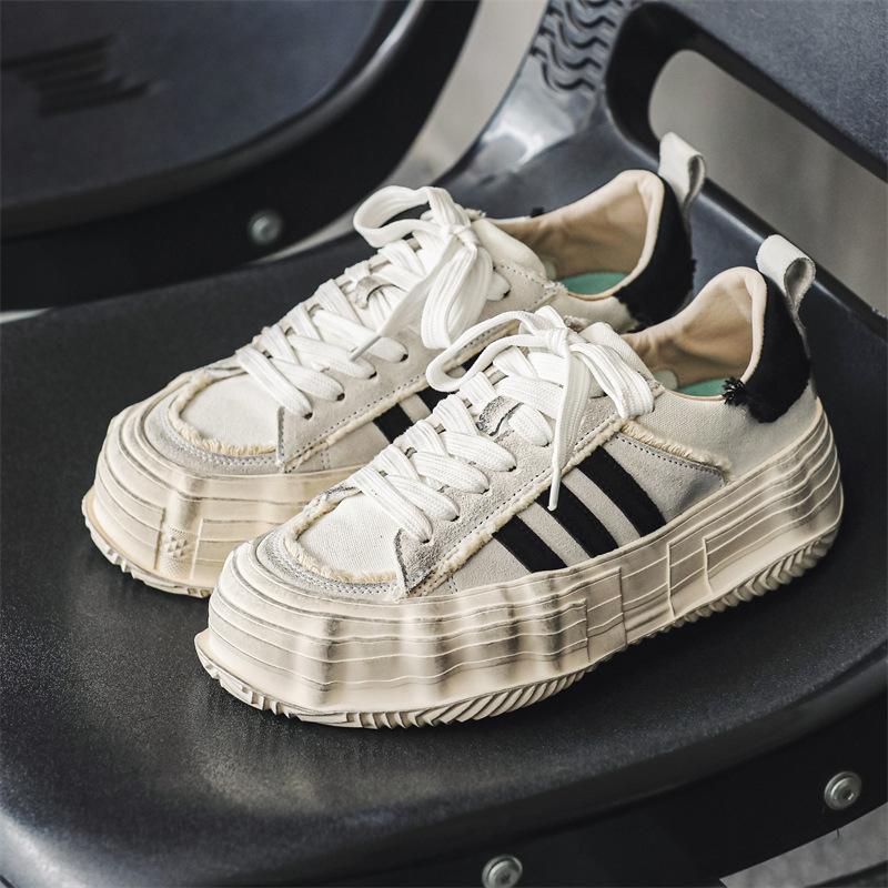 Platform Soled Beggar Shoes Men's Niche Canvas Shoes Dissolving Shoes Dirty Shoes Retro Sports Old Shoes Board Shoes 9808