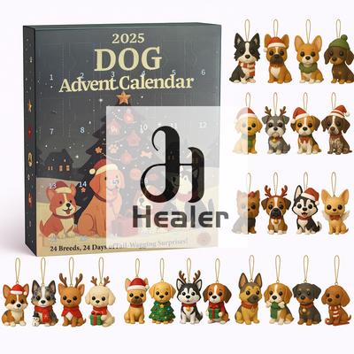 24Pcs Dog Advent Calendar 2025 2D Festive Breeds Ornaments - Advent Calendar For Pets With Reusable Ornaments, Idea For Dog Love