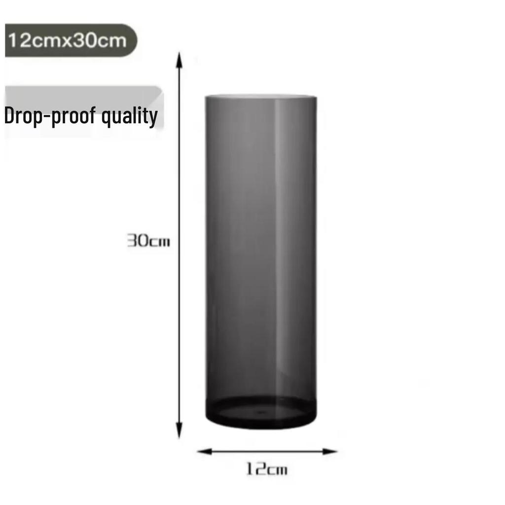 Acrylic Transparent Vase for Flower Arrangements and Lucky Bamboo - Large Straight Cylinder Design