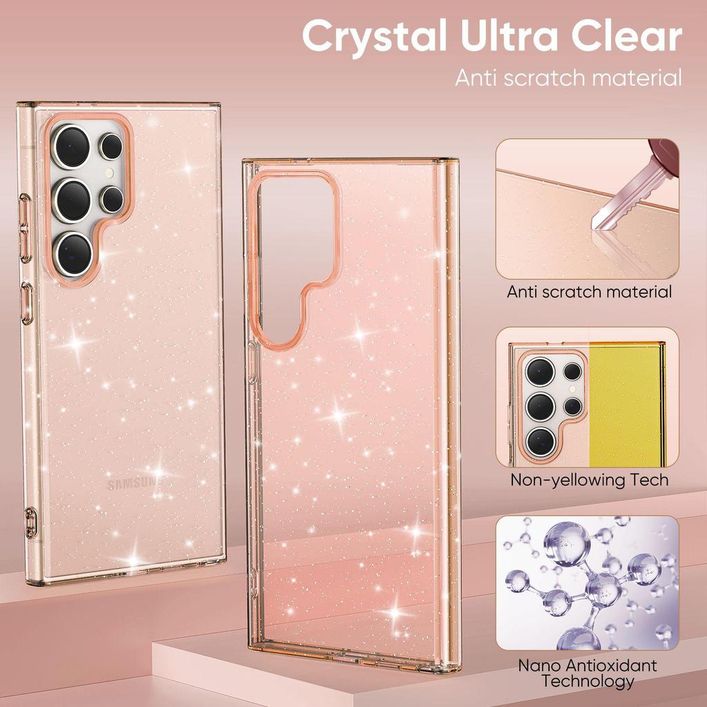 Compatible Samsung Phone Case: S25 Ultra, S24 Starry Sky Glitter, S23 Antibacterial, A56 Protective, A26 Transparent.